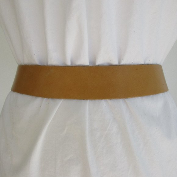 In Transit Soft Leather Metal Waist Belt Western Belt, Sz 32 Made in France Tan - Picture 5 of 9